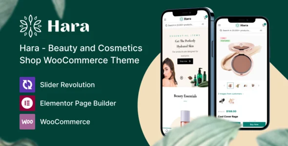 Hara - Beauty and Cosmetics Shop WooCommerce Theme WordPress theme homepage layout for a beauty WooCommerce store