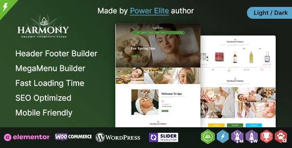 Harmony WP - Responsive WooCommerce Theme WordPress theme homepage layout for a cosmetic WooCommerce store