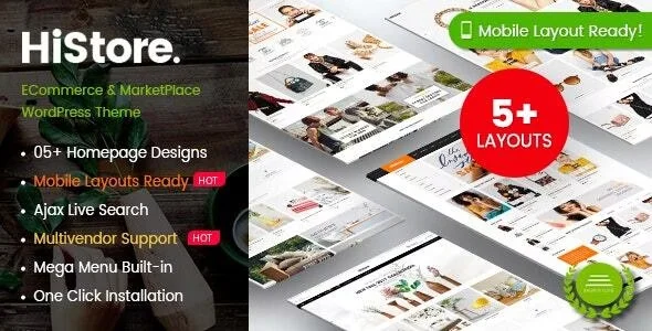 HiStore - Fashion Shop, Furniture Store eCommerce MarketPlace WordPress Theme (Mobile Layouts Ready) WordPress theme homepage layout for a deal theme WooCommerce store