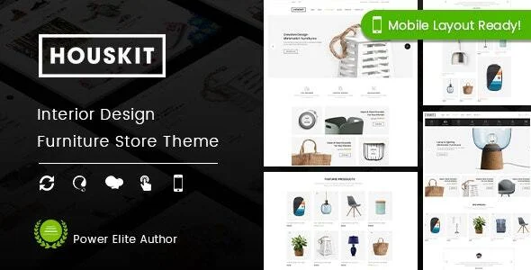 Houskit - Interior Design & Furniture Store WordPress Theme (Mobile Layout Ready) WordPress theme homepage layout for a architecture WooCommerce store