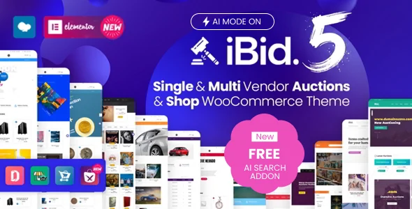 iBid - Multi Vendor Auctions WooCommerce Theme WordPress theme homepage layout for a auction WooCommerce store