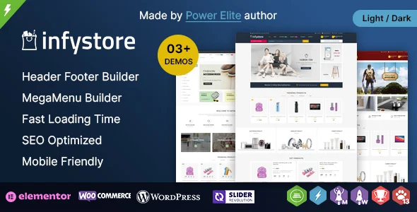 Infystore WP - Multipurpose Elementor WooCommerce Theme WordPress theme homepage layout for a accessories WooCommerce store