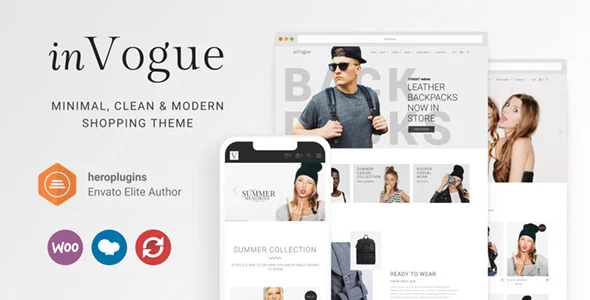 inVogue - WordPress Fashion Shopping Theme WordPress theme homepage layout for a blog WooCommerce store