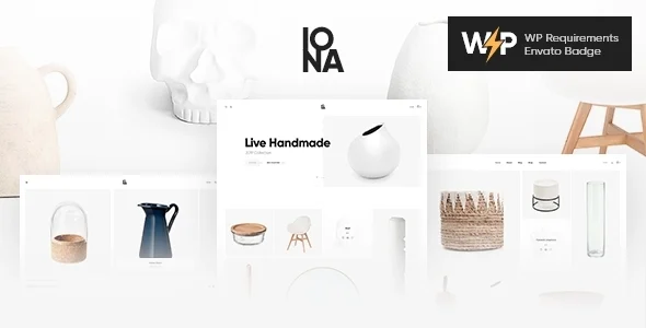 Iona - Handmade & Crafts Shop WordPress Theme WordPress theme homepage layout for a artisan WooCommerce store