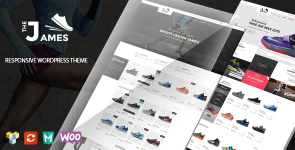 James - Responsive WooCommerce Shoes Theme WordPress theme homepage layout for a clothes WooCommerce store