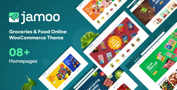 Jamoo - Groceries & Food Online WooCommerce Theme WordPress theme homepage layout for a clean WooCommerce store