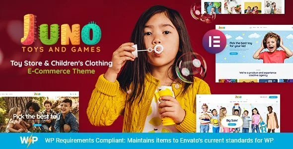 Juno | Kids Toys & Games Store WordPress Theme WordPress theme homepage layout for a baby WooCommerce store