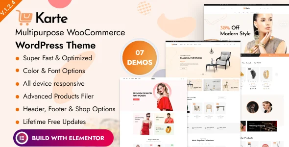 Karte - Multipurpose WooCommerce WordPress Theme WordPress theme homepage layout for a ajax search WooCommerce store