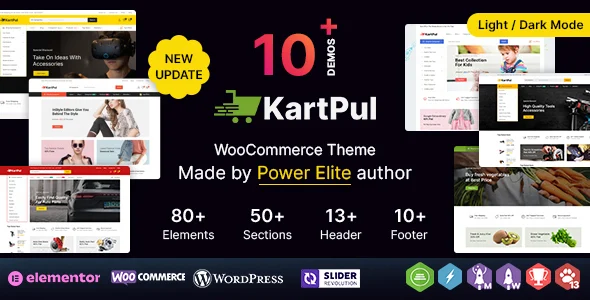 KartPul WP - Elementor Multi-purpose WooCommerce Theme WordPress theme homepage layout for a auto parts WooCommerce store