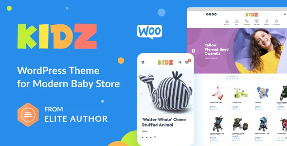 KIDZ - Kids Store and Baby Shop Theme WordPress theme homepage layout for a baby WooCommerce store