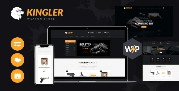 Kingler | Weapon Store & Gun Training WordPress Theme WordPress theme homepage layout for a ammunition WooCommerce store
