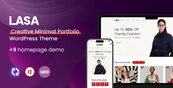 Lasa - Creative Minimal WooCommerce WordPress Theme WordPress theme homepage layout for a accessories WooCommerce store
