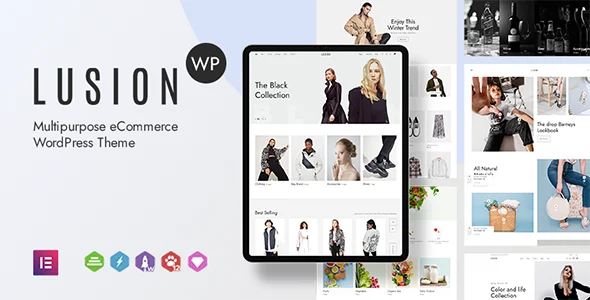 Lusion - Multipurpose eCommerce WordPress Theme WordPress theme homepage layout for a accessories WooCommerce store