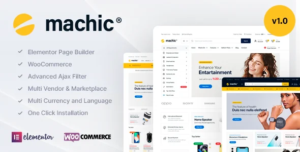 Machic - Electronics Store WooCommerce Theme WordPress theme homepage layout for a accessories WooCommerce store