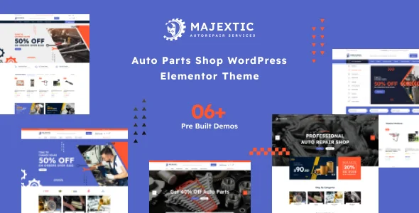 Majextic - Auto Parts WooCommerce Theme WordPress theme homepage layout for a auto WooCommerce store