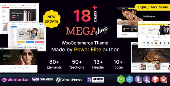 Mega Shop WP - Multipurpose Elementor WooCommerce Theme WordPress theme homepage layout for a auto parts WooCommerce store