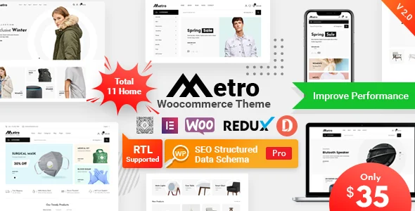 Metro – Minimal WooCommerce WordPress Theme WordPress theme homepage layout for a ecommerce WooCommerce store