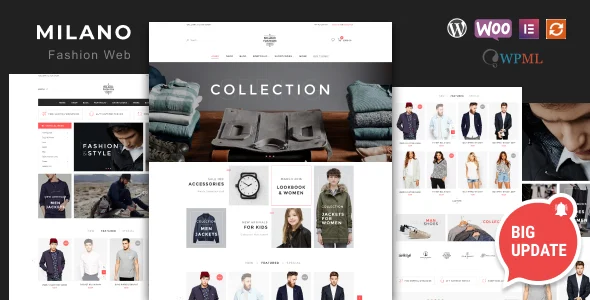 Milano - Awesome Fashion Responsive WooCommerce Theme WordPress theme homepage layout for a ajax shop WooCommerce store