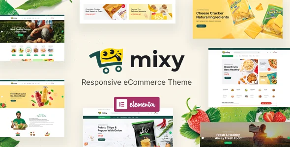 Mixy - Organic Food Store WordPress Theme WordPress theme homepage layout for a clean WooCommerce store