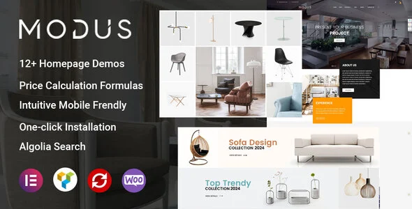 Modus - Modern Furniture WooCommerce Theme WordPress theme homepage layout for a bathroom WooCommerce store