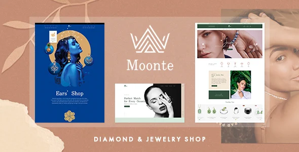 Moonte – Jewelry Store WooCommerce WordPress Theme with AI WordPress theme homepage layout for a clean WooCommerce store