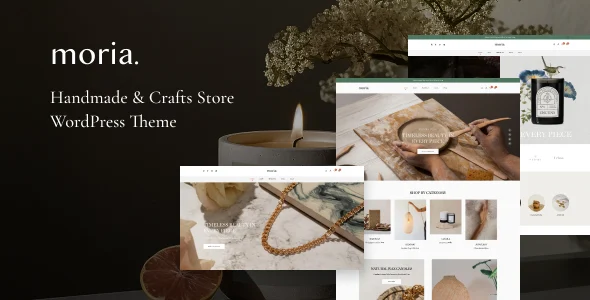 Moria – Handmade & Crafts Store WordPress Theme with AI WordPress theme homepage layout for a art WooCommerce store
