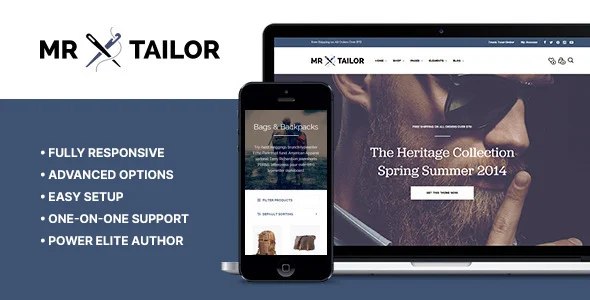 Mr. Tailor - eCommerce WordPress Theme for WooCommerce WordPress theme homepage layout for a business WooCommerce store