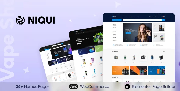 Niqui – Vape Store WooCommerce WordPress Theme with AI WordPress theme homepage layout for a cafe WooCommerce store