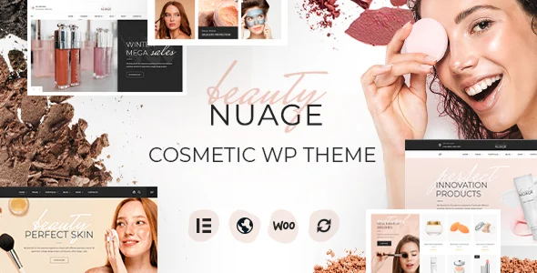 Nuage - Cosmetics & Beauty WordPress Theme WordPress theme homepage layout for a beauty WooCommerce store