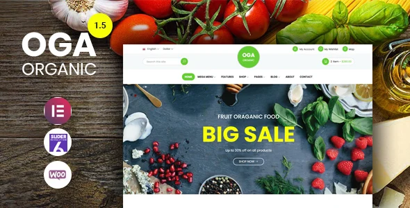 OGA - Elementor WooCommerce Theme WordPress theme homepage layout for a auto parts WooCommerce store