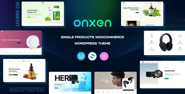 Onxen - Single Product WooCommerce Theme WordPress theme homepage layout for a bluetooth speaker WooCommerce store