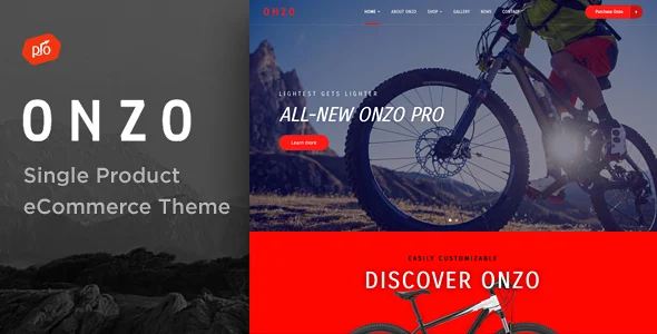 Onzo - Single Product & Bike Shop eCommerce WordPress Theme WordPress theme homepage layout for a bicycle WooCommerce store