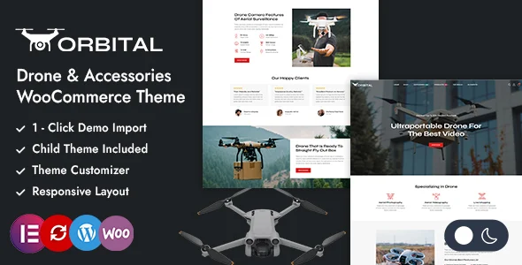 Orbital - Single Product Drone Store WooCommerce Theme WordPress theme homepage layout for a aerial WooCommerce store