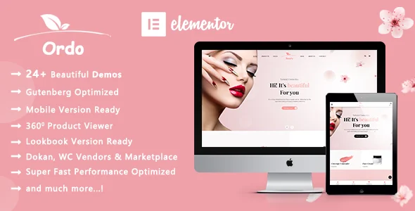 Ordo | Natural Cosmetic WooCommerce WordPress Theme WordPress theme homepage layout for a beauty WooCommerce store