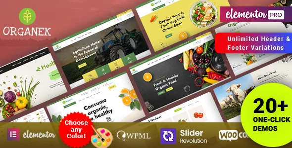 Organek - Organic WordPress Theme WordPress theme homepage layout for a ecommerce WooCommerce store