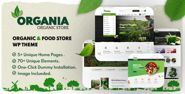Organia - Organic Food Store WordPress Theme WordPress theme homepage layout for a clean WooCommerce store