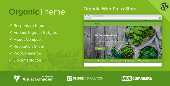 Organic | Farm & Food WordPress Theme WordPress theme homepage layout for a basket WooCommerce store