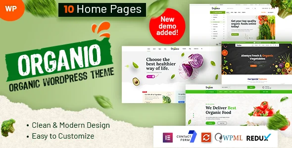 Organio - Organic Food Store WordPress WordPress theme homepage layout for a farm WooCommerce store