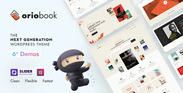 Oriobook – Book Store WooCommerce WordPress Theme with AI WordPress theme homepage layout for a author WooCommerce store