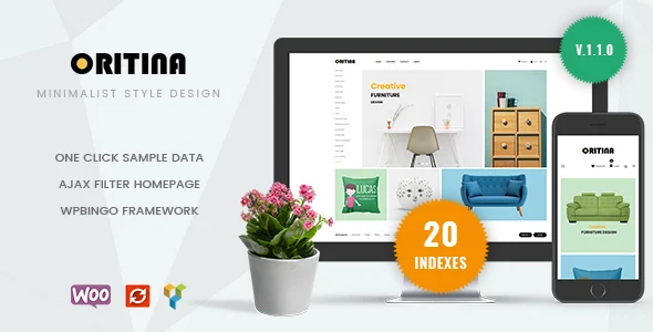 Oritina - Minimal Furniture WooCommerce WordPress Theme with AI WordPress theme homepage layout for a accessories WooCommerce store
