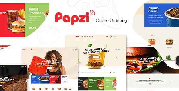 Papzi - Fast Food Restaurant WooCommerce WordPress Theme with AI WordPress theme homepage layout for a bakery WooCommerce store