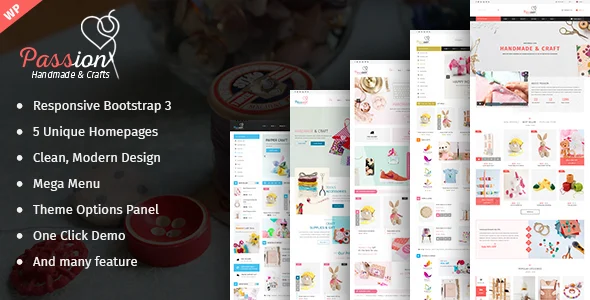 Passion - Handmade & Craft WooCommerce WordPress Theme WordPress theme homepage layout for a business WooCommerce store