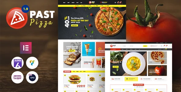 Past - Pizza and Fast Food  WooCommerce Theme WordPress theme homepage layout for a auto parts WooCommerce store