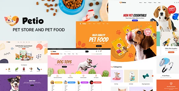 Petio – Pet Store WooCommerce WordPress Theme with AI WordPress theme homepage layout for a animal WooCommerce store