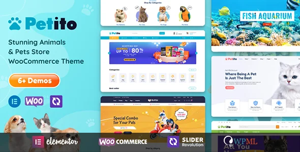 Petito - Animals and Pets Store WooCommerce Theme WordPress theme homepage layout for a animal WooCommerce store