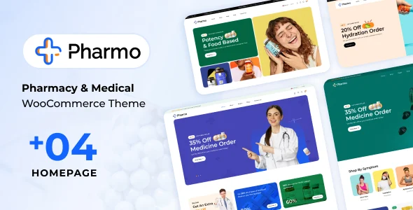 Pharmo - Pharmacy Shop WooCommerce Theme WordPress theme homepage layout for a clinic WooCommerce store
