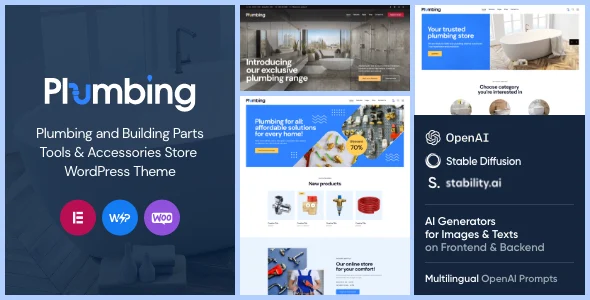 Plumbing Building - Tools & Store WooCommerce WordPress Theme WordPress theme homepage layout for a architecture WooCommerce store