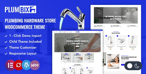 Plumbix - Plumbing and Hardware Store WordPress Theme WordPress theme homepage layout for a construction WooCommerce store