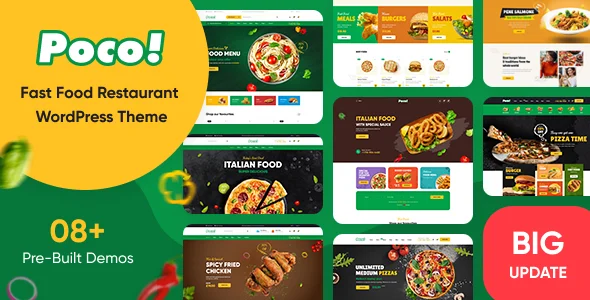 Poco - Fast Food Restaurant WordPress Theme WordPress theme homepage layout for a bakery WooCommerce store