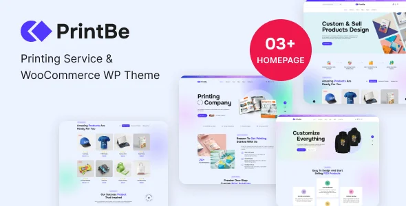 PrintBe - Printing Service & WooCommerce WP Theme WordPress theme homepage layout for a custom t-shirt designer WooCommerce store